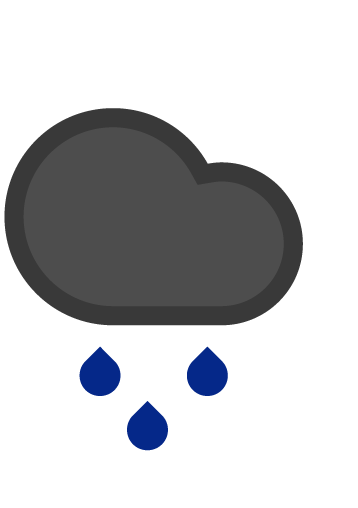 Persistent rain, heavy at times. Light wind with gusts up to 35 km/h.